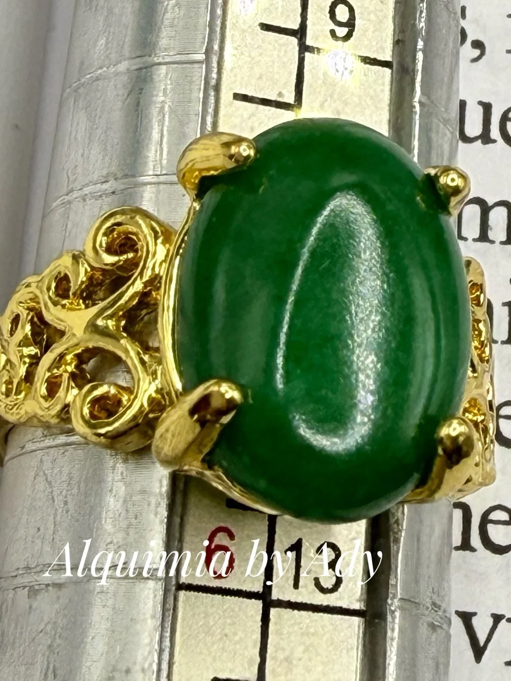 BRIDESMAID + Imperial green Jade Victorian gold gem ring